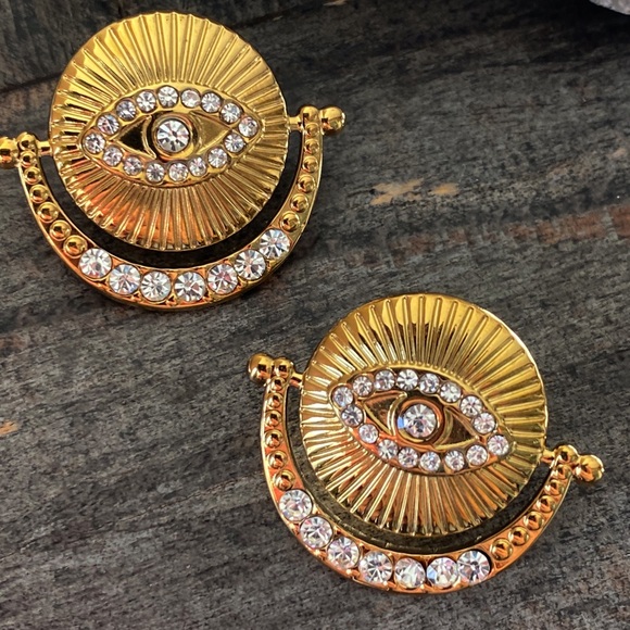 NEW Protection Eye Rhinestone Dangle Earrings - Picture 6 of 9